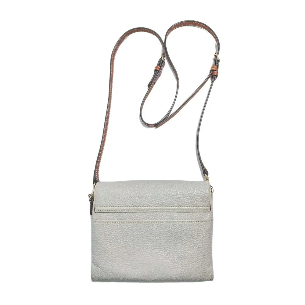 Dooney Bourke Pebble Leather Crossbody Bag Taupe Red Interior Pocket Card Holder - Picture 5 of 10